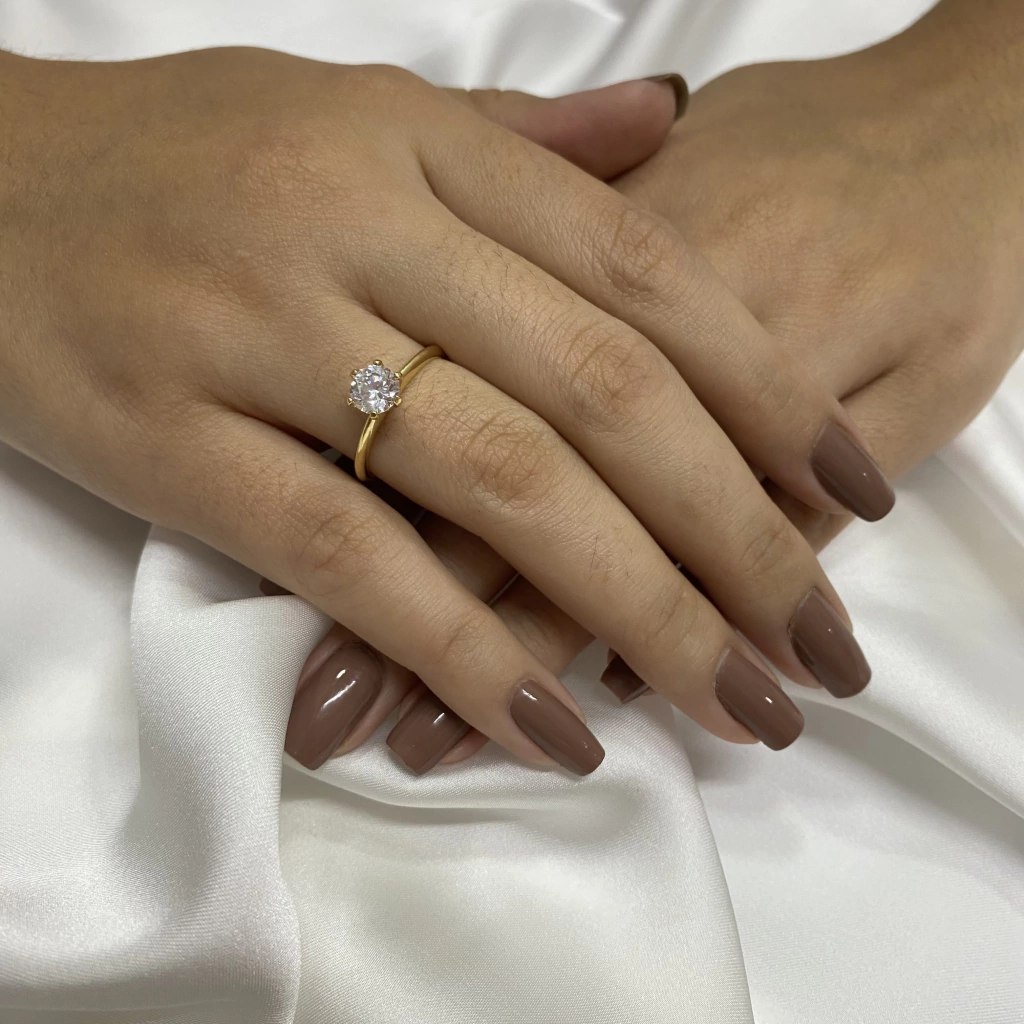 Anel Solitário Zircônia Ouro18k/750 - Imagem 2