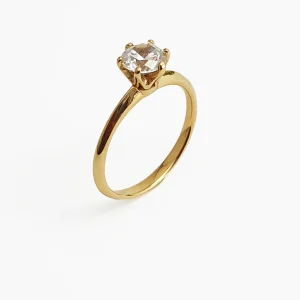 Anel Solitário Zircônia Ouro18k/750