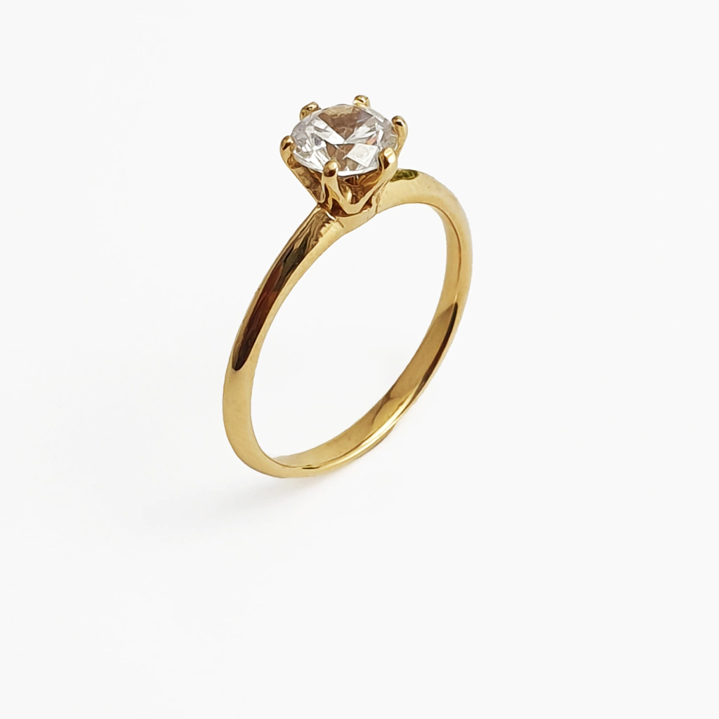 Anel Solitário Zircônia Ouro18k/750