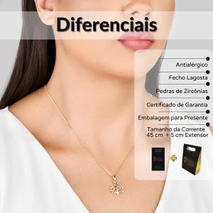 Alternative view of Colar Árvore da Vida com Zircônias Coloridas Banhado a Ouro 18k - Pingente Espiritual e Elegante - Semi Joia para Presentes ou Uso Diário